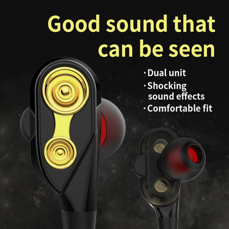 QKZ CK8 двойной драйвер наушники audifonos стерео Бас Спорт Бег ...