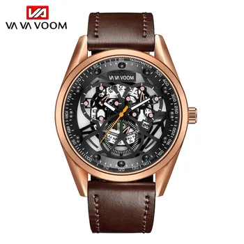 

Watch Man with Leather Wristwatch Casual Watches Hollow Calendar Belt Watch Male Relogio Masculino Reloj Hombre Vintage Sport