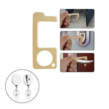 

Non-Contact EDC Door Opener + Resilience Wire Rope, Press Elevator Tool Contactless Door Opener Telescopic Rope Keychain