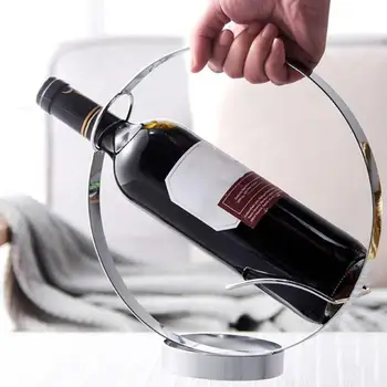 

Modern Hollow Circle Stainless Steel Wine Stand Restaurant Table Bottle Holder