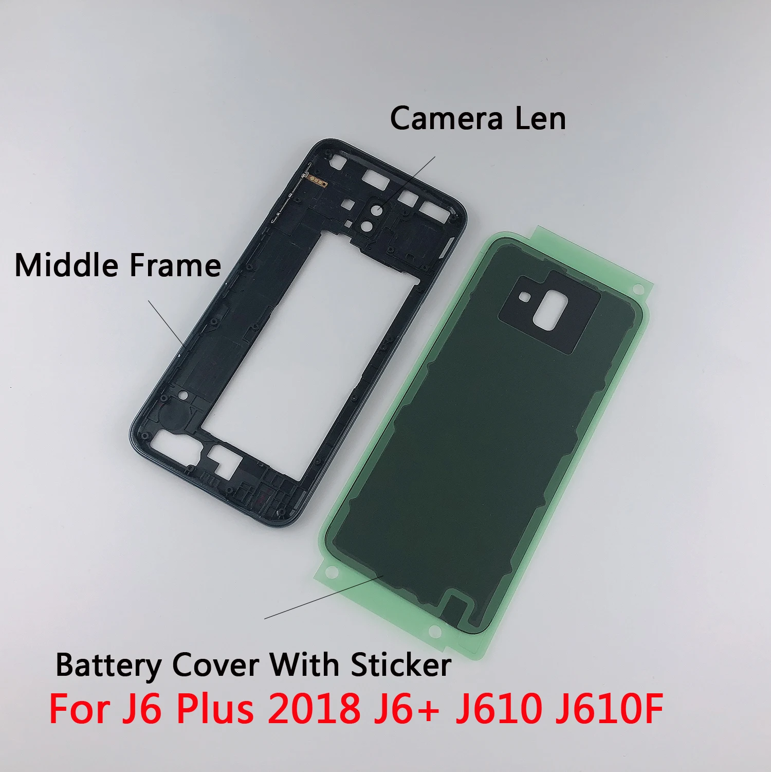 Чехол для samsung Galaxy J6 Plus J6+ J610 J610F средняя рамка+ чехол с крышкой с наклейкой+ камера Len s