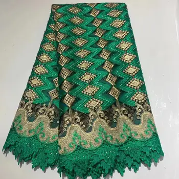 

stones fashion style 5yards High Quality African Tulle Lace Fabric 2019 Guipure Nigerian Lace Fabrics NLYNO044