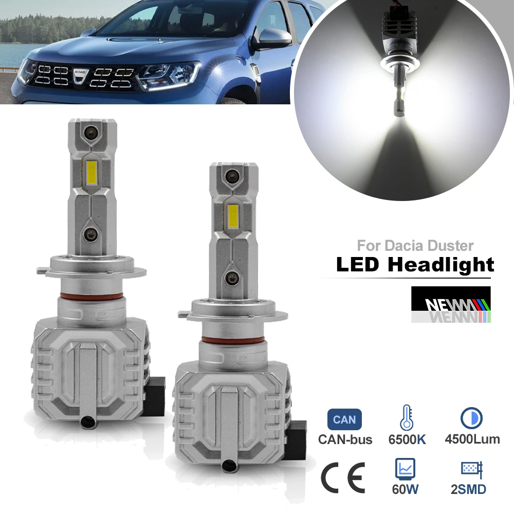 For Dacia Duster 2010 2021 LED H7 Dipped Beam Headlight Bulbs 25V Canbus Low beam Lamps Vacuum