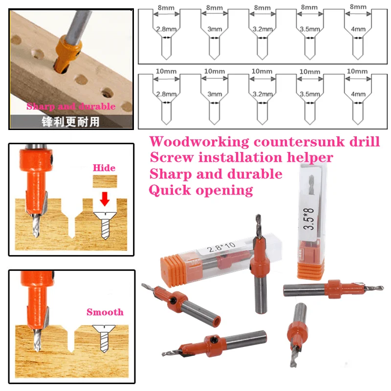 Free Shipping 1pc 8mm Shank HSS Woodworking Countersink Router Bit Screw Extractor Remon Demolition for Wood Milling Cutter