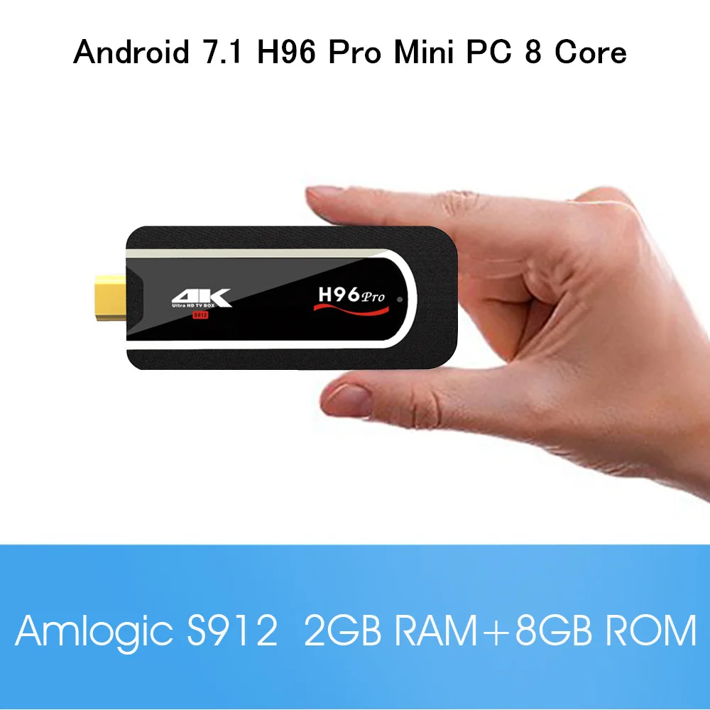 Q) H96 Pro мини ПК Amlogic S912 восьмиядерный Android 7,1 2 ГБ 8 ГБ/16 ГБ 4K HD Smart BOX 2,4G WiFi BT4.1 портативный Android tv Stick