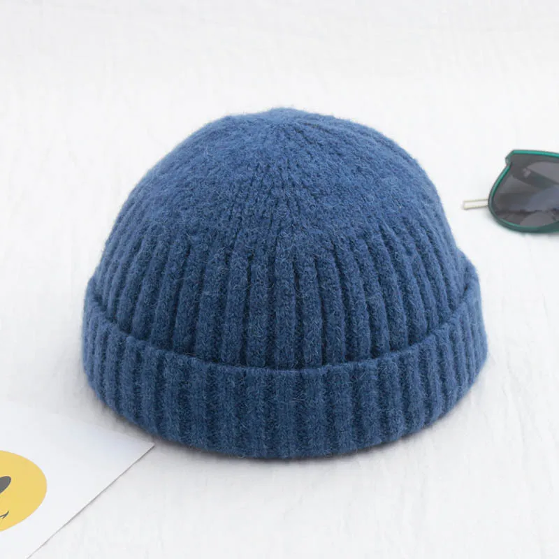 Navy Blue Sparsil, женские, мужские, в стиле хип-хоп, вязаные шерстяные шапочки, унисекс, зимняя уличная шапка с тыквой, переносная шапка с дыней, высокое качество, без полей, SkullCap - Цвет: Navy Blue