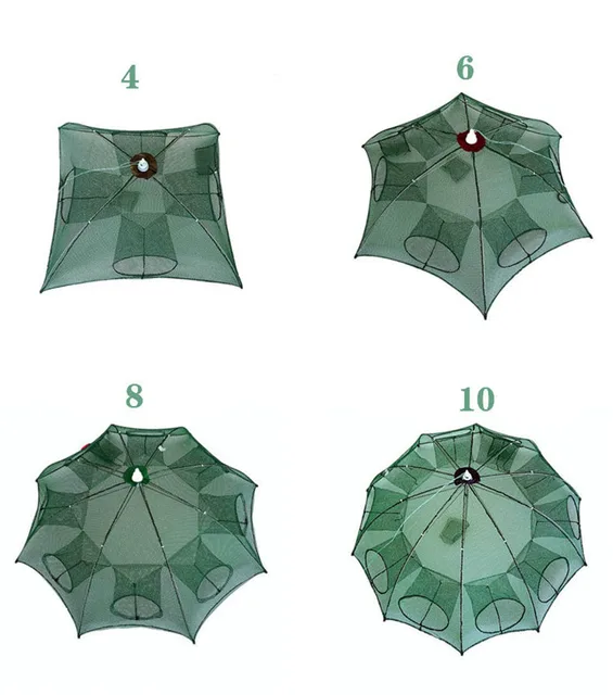 4/6/8/10/12/16/20 Holes Folded Portable Hexagon Fishing Net Crayfish Fish Automatic Trap Shrimp Carp Catcher Cages Mesh Nets Cra 3