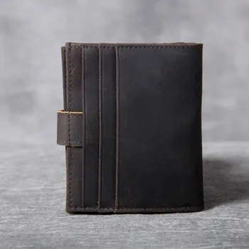 

Top Layer Cow Leather Genuine Leather Men Slim Wallets Card Holder Male Small Wallets Black Purses Thin Wallet for Card