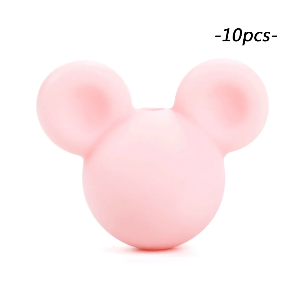 rose quartz LOFCA силиконовые бусины Микки 10 шт Детские бусины для прорезывания зубов жевательные продукты пищевого силикона BPA бесплатно Соска-подвеска для изготовления ожерелья - Цвет: rose quartz