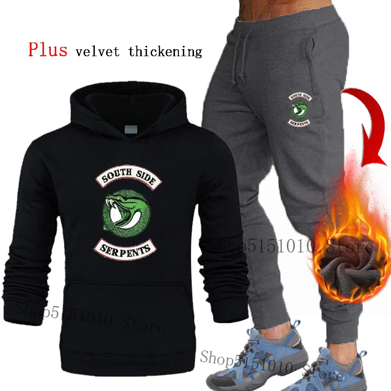 Зимние хлопковые толстовки из плотного бархата; комплект из двух предметов; мужские повседневные спортивные толстовки; костюмы; пуловер; толстовки+ брюки для бега; комплекты