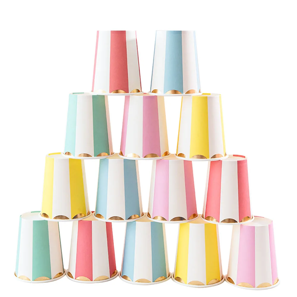 Disposable Tableware Party Decoration 8pcs/1 Pack Bronzing Paper Cup Birthday Party Decorations Kids Wedding Decoration