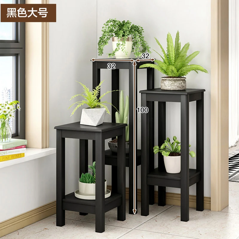 RackBlack100cm Посадочный тип, дерево, цветок, для помещения, гостиная, земля, Многоэтажный зеленый Луо, хлорофитум, балкон, полки для цветочных Горшков - Цвет: RackBlack100cm