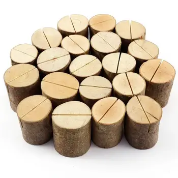

Rustic Real Wood Base Wedding Table Name Number Holder Party Decoration Card Holders Picture Memo Clip Note Photo Clip Holder -