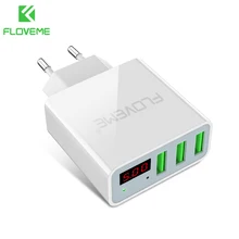 FLOVEME USB зарядное устройство 15 Вт 3 порта+ светодиодный дисплей портативное зарядное устройство для телефона s быстрая usb Зарядка адаптер для путешествий для iPhone X 8 samsung S8
