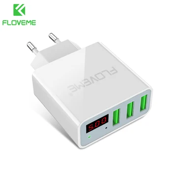 

FLOVEME USB Charger 15W 3 Ports+LED Display Portable Phone Chargers Fast USB Charging Travel Adapter For iPhone X 8 Samsung S8