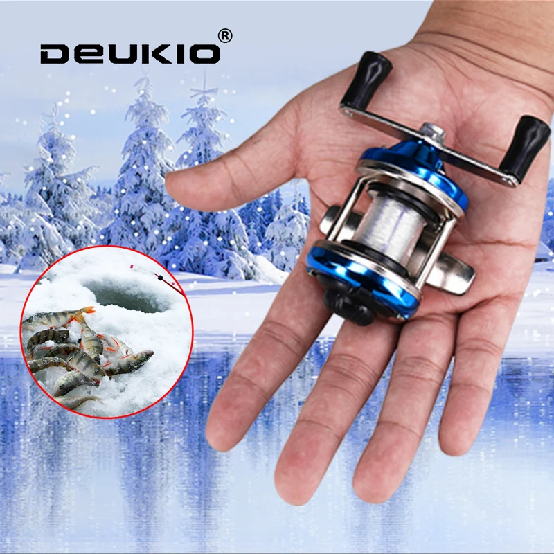 

Winter Ice Fishing Reel Wheel with Line Portable Mini Trolling Drum Fishing Reel with Wire Outdoor Bass Casting Fishng Tackle