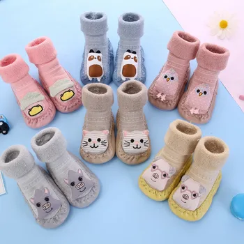 

Newborn Baby Socks Cute Cartoon Kids Baby Girls Boys Anti-Slip Winter Warm Socks Slipper Shoes