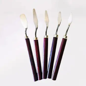 

5Pcs/Lot Paint Palette Knifes Professional Spatula Kit Fine Arts Stainless Steel Painting Mixing Scraper Paiting Accessories
