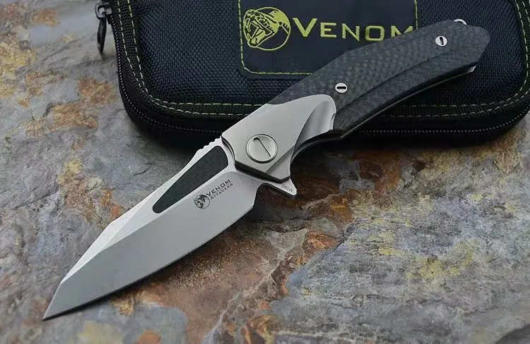 

Kevin John Made VENOM Attacker Titanium M390 Stonewashed Tactical Bearing Camping Folding Knife Free Shipping