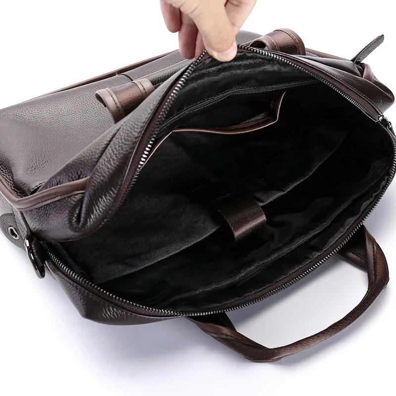 2024 New Fashion Cowhide Male Commercial Briefcase/Real Leather Vintage Men's Messenger Bag/Casual Natural Cowskin Business Bags 5