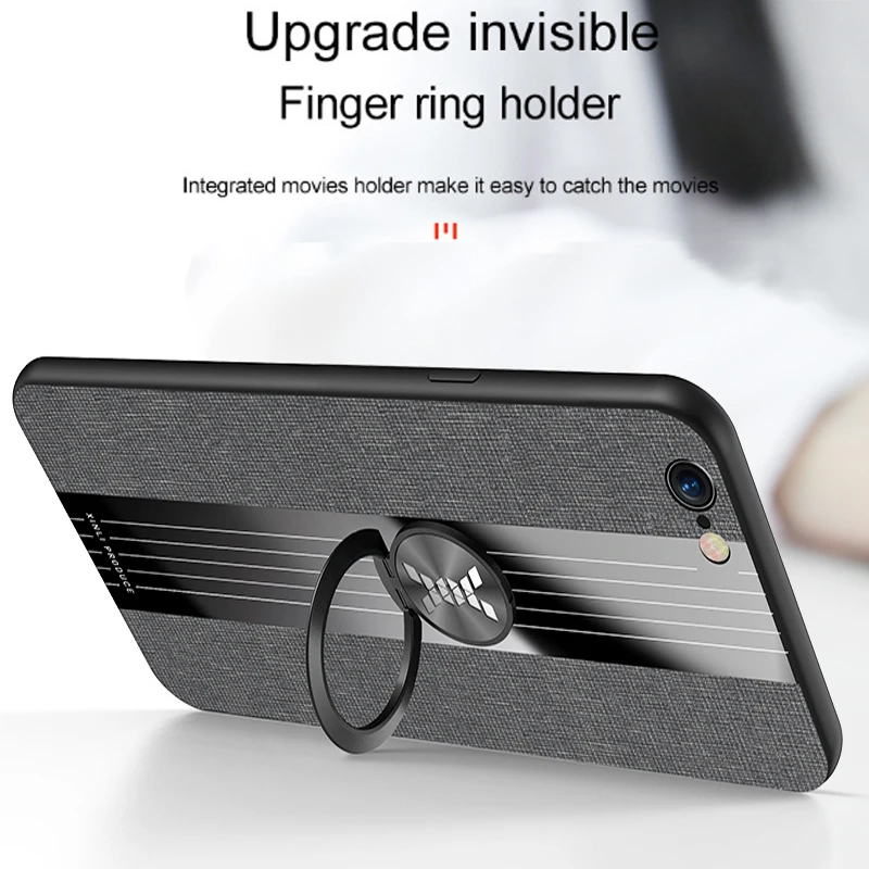 Чехол, для apple iphone 6 6 S Plus I Phone 6 S Plus apple, холст, мягкий ТПУ автомобильный магнитный металлический кольцевой кронштейн, чехол для мобильного телефона s