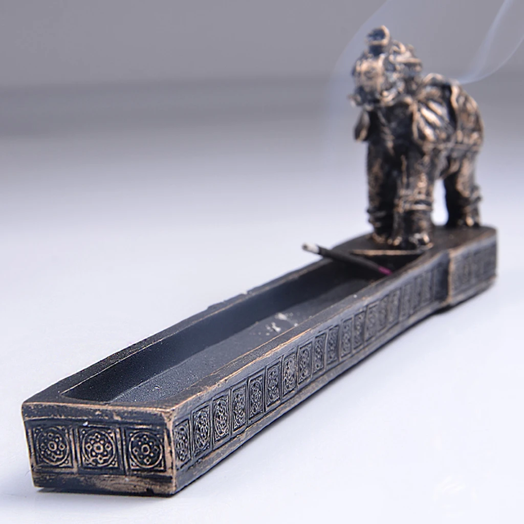 Elephant God Design Incense Burner Holder Resin Figurine Home Decor Crafts for Car Yoga Room Ornament