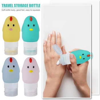 

1Pc Portable Silicone Refillable Bottle Shampoo Cosmetic Storage Squeeze Cartoon Animal Shape Empty Containers Chicken