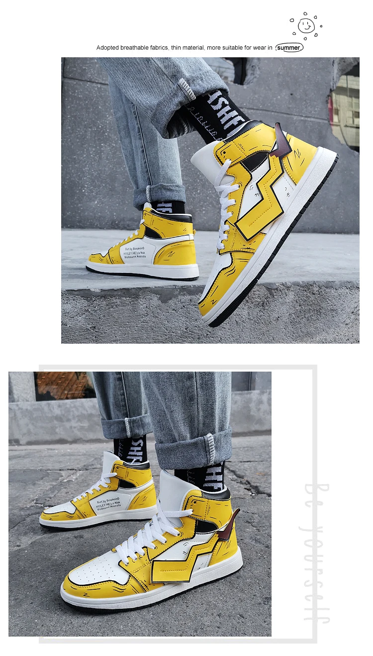 Pikachu Martin Boots Mens Short Boots High Top Boots Mens Snow Military Boots British Chelsea AI force Boots Unisex Men Shoes