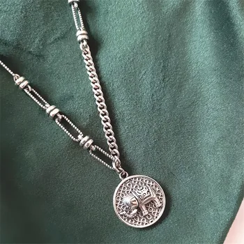 YIZIZAI Fashion Retro Elephant Pendant Necklace Female Korean Thai silver Plated Asymmetric Chain Necklace Jewelry wholesale