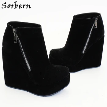 

Sorbern Ankle High Boots Women Wedges High Platform Side Zipper New Fasion Shoes Women Size 13 Women Club Heels Custom Colors