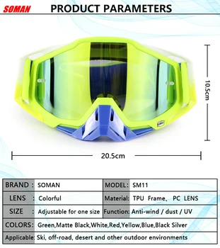

Motocross Goggles Windproof Capacete Moto Goggles Helmet Motorcycle Capacetes Para Moto Goggles Soman SM11 Race Off Road
