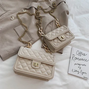 

Chic Small Bag Female 2020 New Style Rhombus Embroidery Thread Chain Shoulder Bag Korean Style All-match Messenger Bag