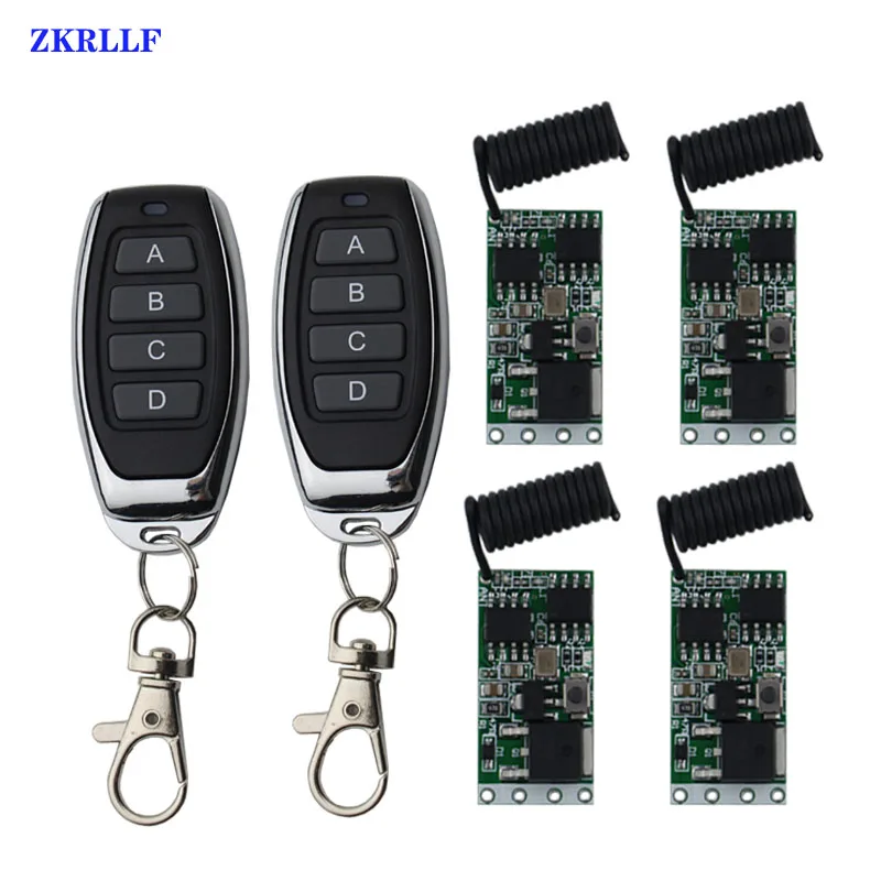 

ZKRLLF 433mhz DC 3.6V 5V 12V 24V 1CH Mini Relay Wireless RF Remote Control Switch LED Lamp Controller Micro Receiver Transmitter