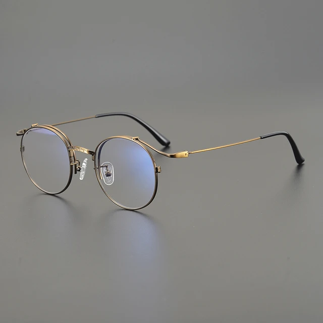 Kézzel Készített Retro Kerek Szemüvegek Keret Férfiak Arany Huzal Tiszta Titán Ötvözet Keretek Férfi Myopia Női Szemüveg Japán Designer Modellek
