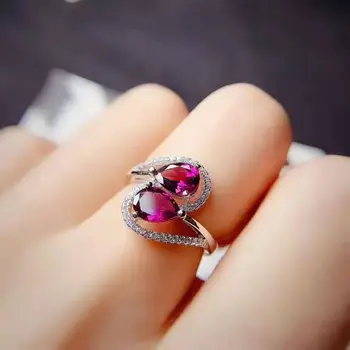 

Pakistan natural Garnet Ring 925 silver for Women Fine Jewelry 5x7mm