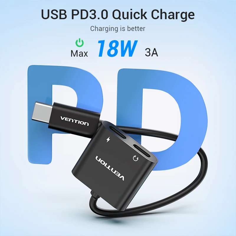 Vention USB C аудио адаптер для наушников 2 в 1 type-c-Dual USB C аналоговый/цифровой конвертер для наушников для huawei P20/30 Pro Mi 8/9