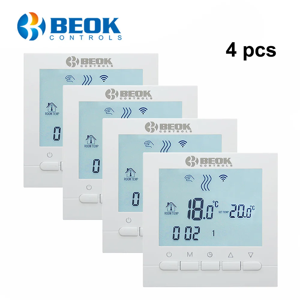 Beok 4 шт. Wifi термостат для газового котла смартфон приложение контроль температуры Регулятор комнатного отопления термостат