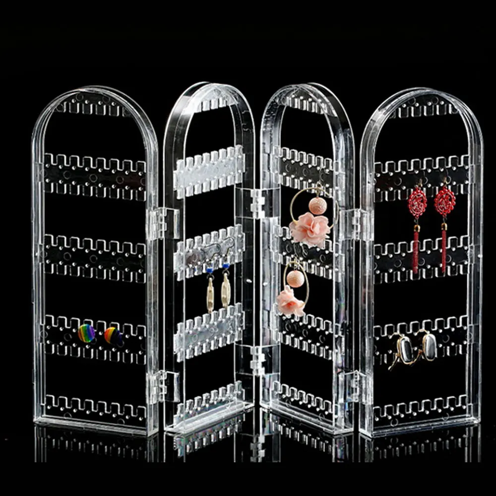

Acrylic Clear Earrings Necklace Stand Holder Display Rack jewelry organizer Shelf Jewelry Hanging Holder Folding Screen joyero