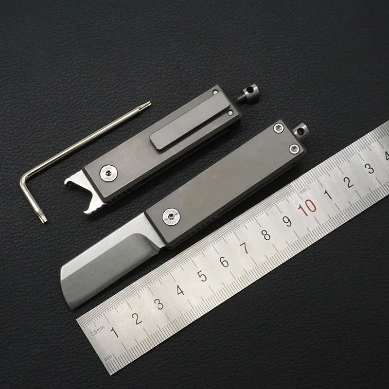 Складной нож Прямая поставка из титанового сплава S35VN, порошковая сталь, многофункциональная мини-бритва для мытья камня, нож для бритвы, инструменты с перкуссия
