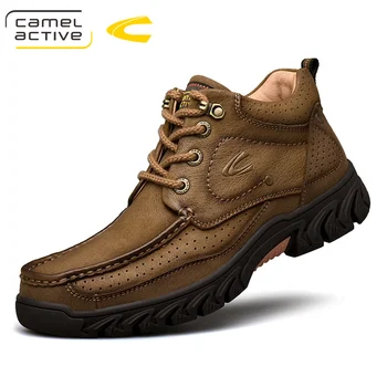 

2020 new men's shoes leather outdoor mountaineering shoes anti slip autumn winter warm leather hiking shoes leisure shoes