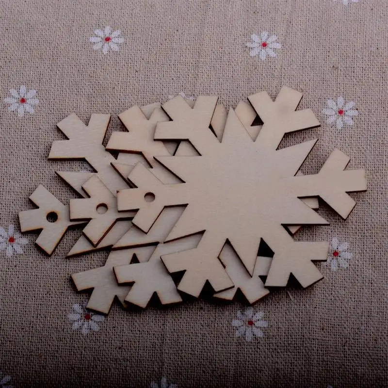 60Pcs Christmas Wooden Pendant Creative Craft Ornament Accessories(Pentastar+Snowman+Christmas Tree+Circle+Heart+Snowflake