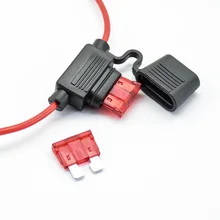 red Waterproof Power Socket Small Blade Type inline InLine Fuse Holders with 10A Fuse auto Car Replacement Fuses length 16AWG