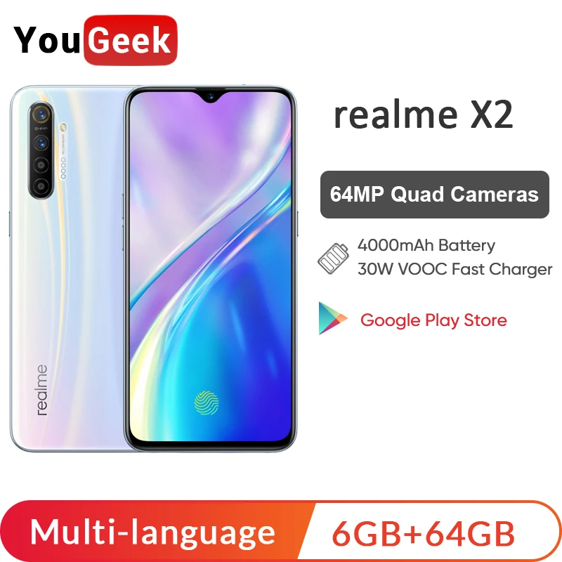 Realme X2 X 2 Смартфон Snapdragon 730G Восьмиядерный 64 мп четырехъядерный камера 6 4