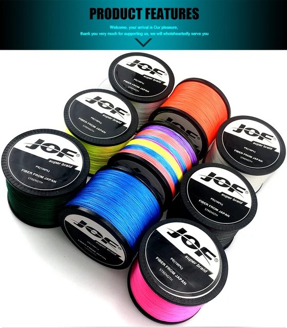 JOF 12 Strands 300m PE Carp Fishing Line Pesca Braided Wire 33-149.9LB  Peche MultiColor Cord Smooth for Bass Fish