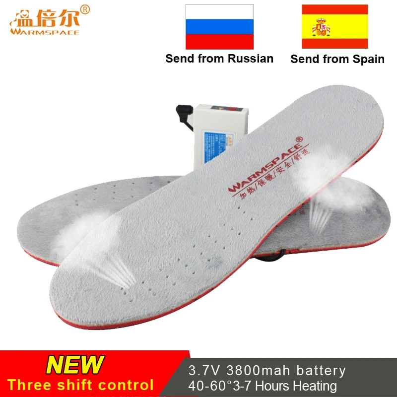 Warmspace Rechargeable Heated Insoles 3800mAh Feet Warm Shoe Pad Thermal Electric Foot Winter Ski Insoles Heated Outdoor Sports