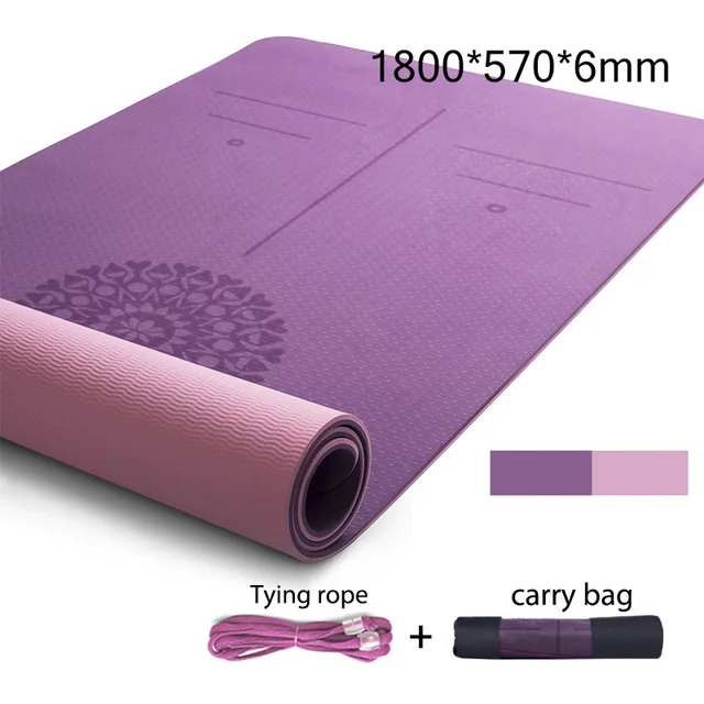 TPE Yoga mat Posture line 6mm Beginner Thickened Widened and Lengthened Non-Slip Fitness Sports Yoga mat 