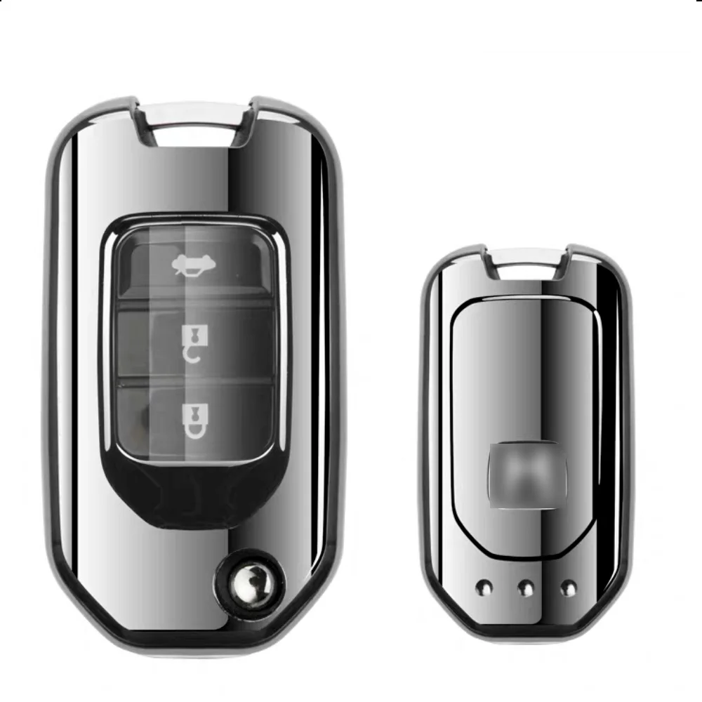 

3 Button Soft TPU Car Key Fob Pocket Cover Case For Honda Civic CR-V HR-V Accord Jade Crider Odyssey 2015- 2018 Remote Protector