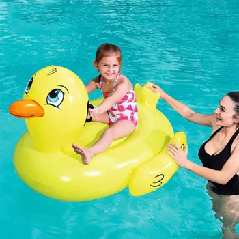 

Child Water Ride Swimming Pool Toy Water Thicken Load-bearing 60KG Yellow Duck Floating Row Inflatable Pool piscine gonflable A5