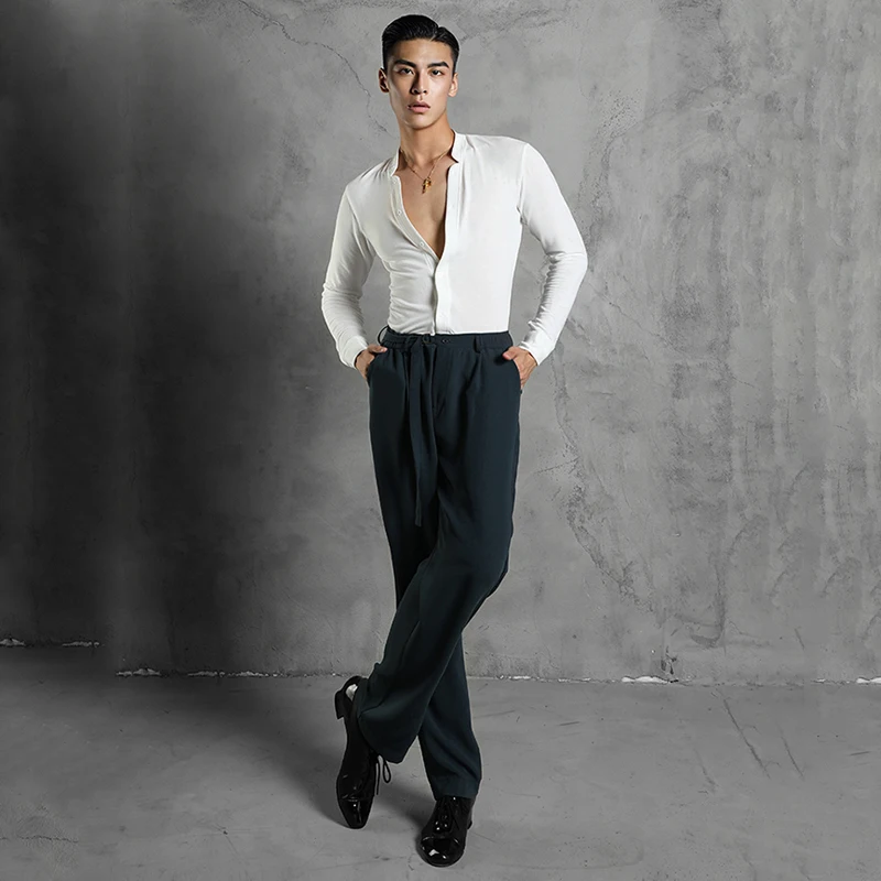 Pantalon de danse latine taille haute pour hommes, noir, pratique de la  danse latine, vêtements de compétition de salle de Rh, FJA Cha Cha,  ChRV15345