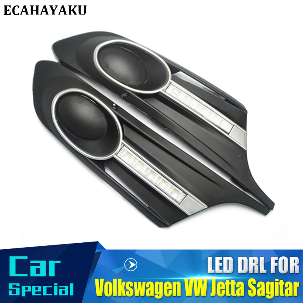 ECAHAYAKU автомобиль стиль 12V светодиодный DRL Дневной светильник для Volkswagen Sagitar 2012 2013